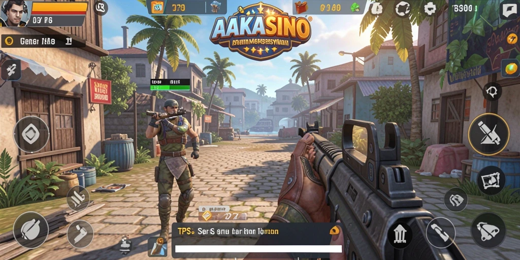 Screenshot gameplay AAKASINO dengan aksi seru di medan perang.