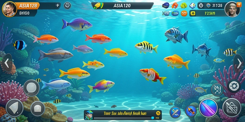 Screenshot utama ASIA128 dengan gameplay Tembak Ikan yang seru.