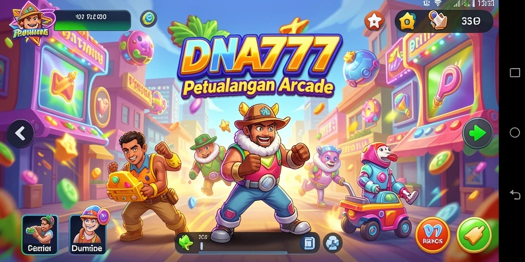 Tampilan gameplay DNA777 yang penuh warna dan seru.