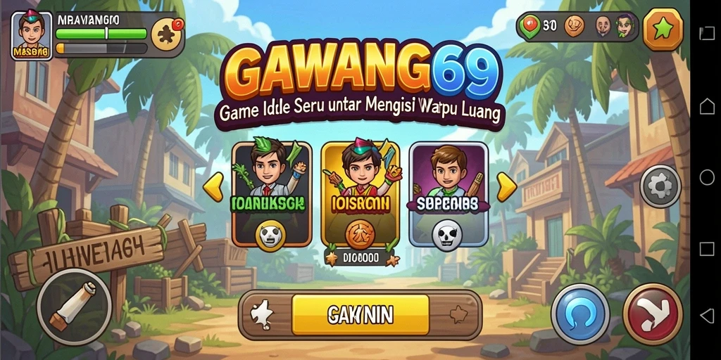 Screenshot gameplay GAWANG69 menampilkan karakter dan elemen menarik.