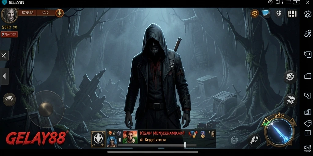 Screenshot gameplay menyeramkan dari GELAY88 yang menunjukkan suasana Horror.