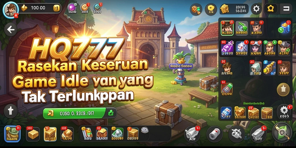 Tampilan gameplay HQ777 yang menarik dan penuh warna dari genre Idle.