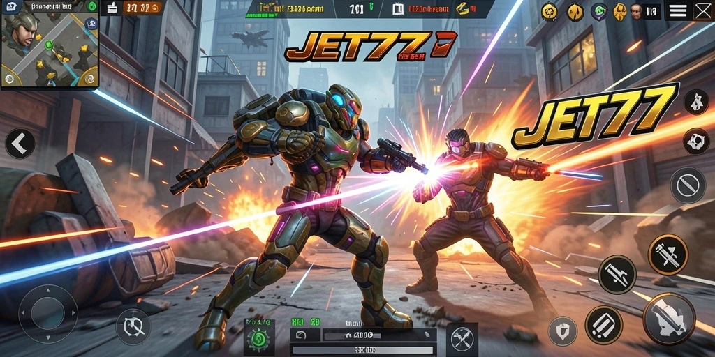 Tampilan gameplay JET77 yang penuh aksi dan seru.