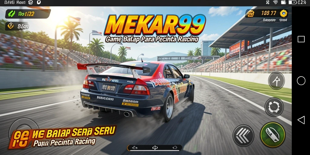 Tampilan gameplay menarik dari MEKAR99 yang menunjukkan aksi balap seru.