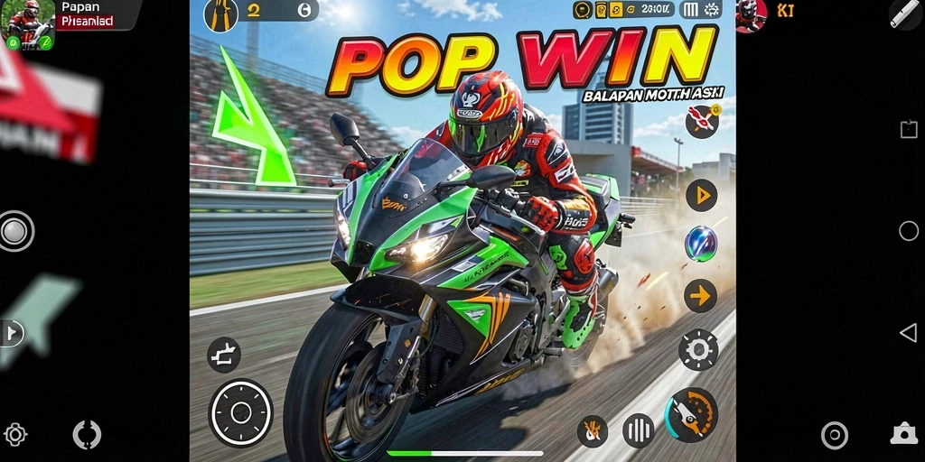 Gameplay balapan motor yang seru dan adrenalin tinggi.