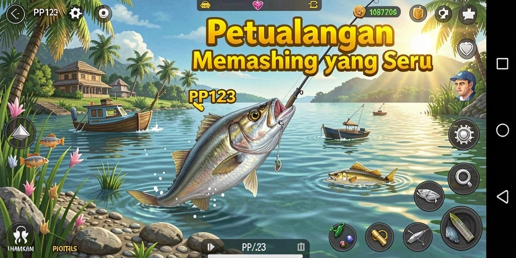 Tangkapan ikan besar dalam gameplay PP123 yang menarik.